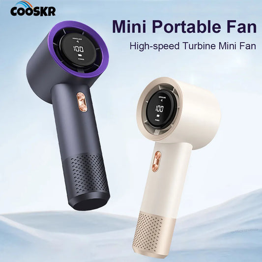 Handheld Fan Portable Turbo Fan Rechargeable 100-Speed Adjustment High-Speed Fans for Outdoor Travel Handheld Small Pocket Fan Peaceful Pleasures Health and Wellness