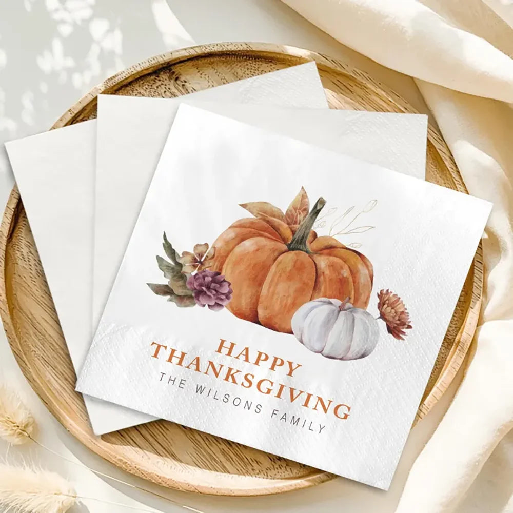 Custom Thanksgiving Napkins 40-Pack | Personalized Fall Decor
