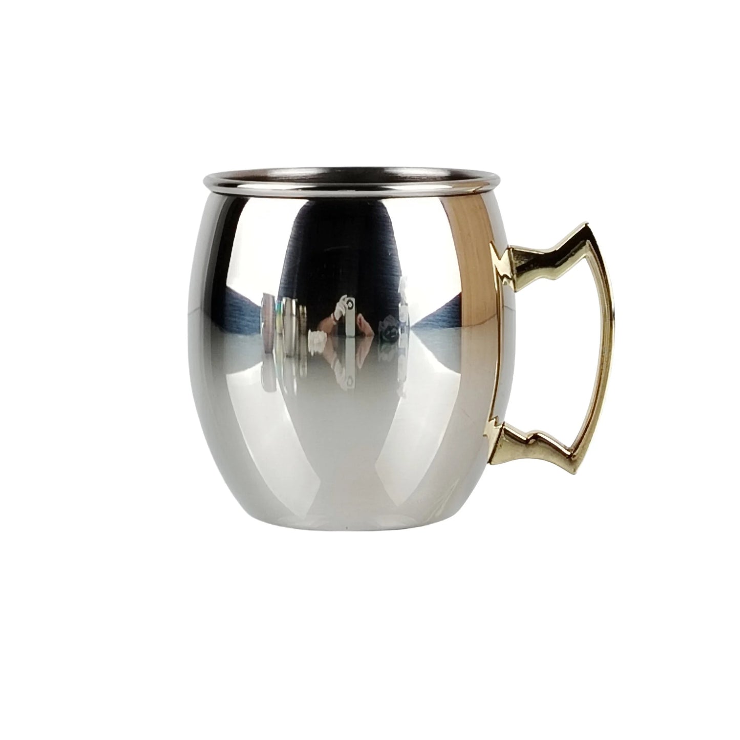 New Stainless Steel Moscow Mule Beer Mugs Metal Copper Plated Hammered Anti-fall Beer Mug Cocktai Mugs Bar Banquet Drink Mugs Peaceful Pleasures Health and Wellness silvery 1PC 530ml