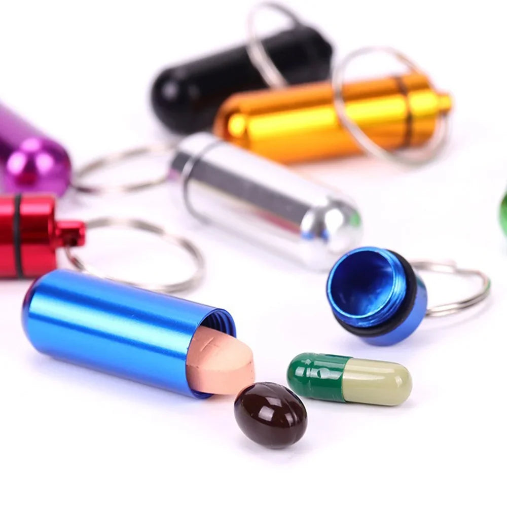 Portable Mini Waterproof Aluminum Pill Box Cases Container Organizer Storage Tablets Bottle Medicine Vitamin Pillboxes Fish Oils Peaceful Pleasures Health and Wellness