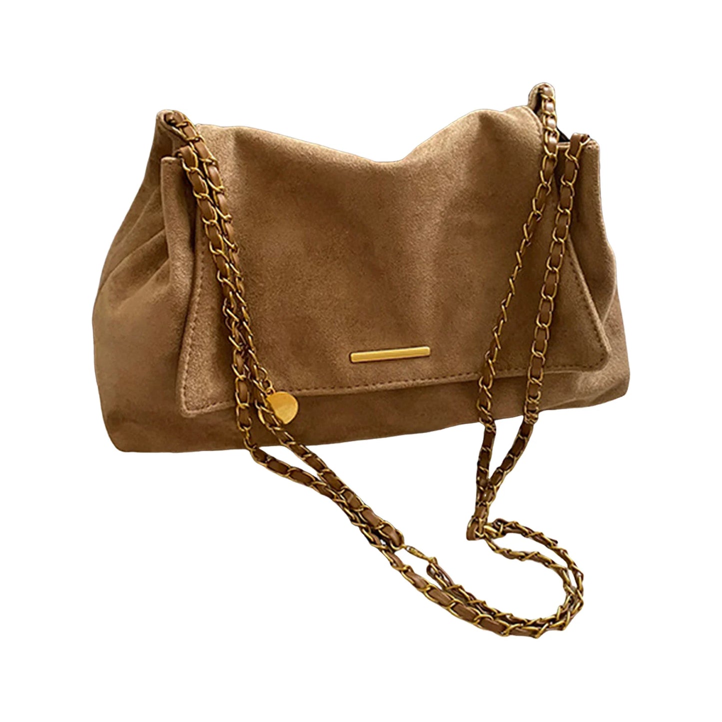 Women's Tote Bag Large Capacity Shoulder Crossbody Bag with Chain Strap Vintage Design for Daily Commute and Office Peaceful Pleasures Health and Wellness Khaki