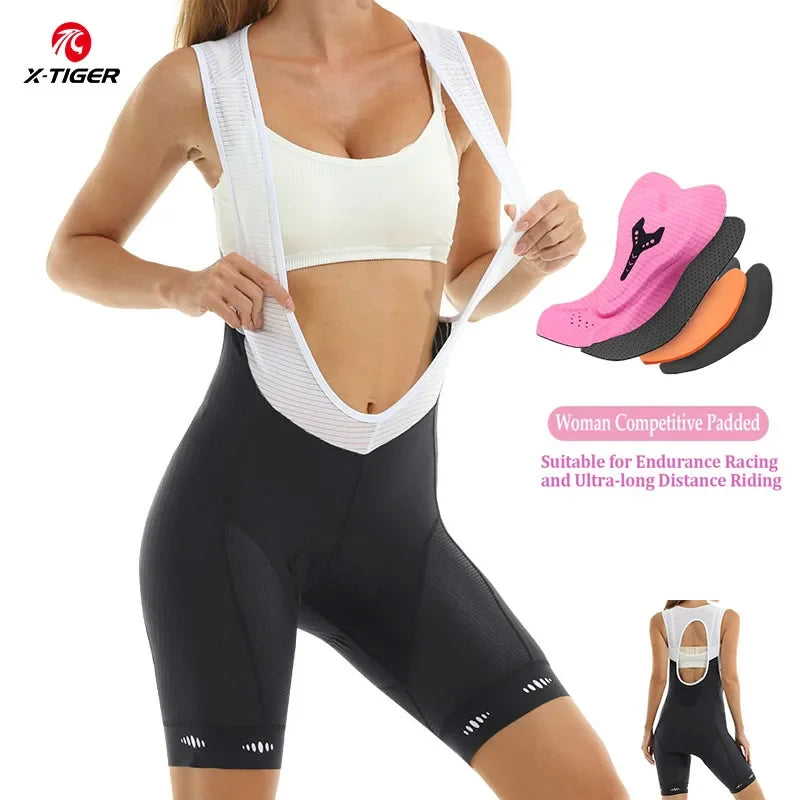 X-TIGER Women's Padded Cycling Bib Shorts UPF 50+ MTB Tights
