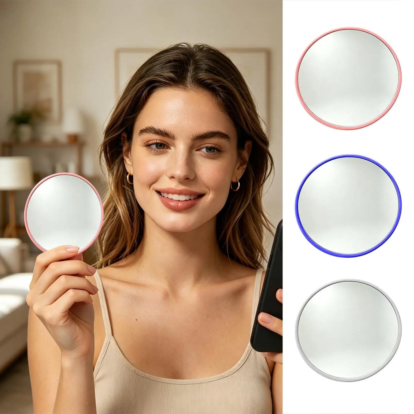 Round Convex Handheld Mirror – Travel Selfie & Photo Prop