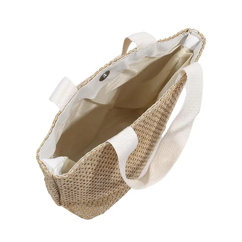 Elegant Straw Woven Handbag for Women Summer Beach Tote Retro Shoulder Bag Holiday Casual Top Handle Fashion Purse Peaceful Pleasures Health and Wellness