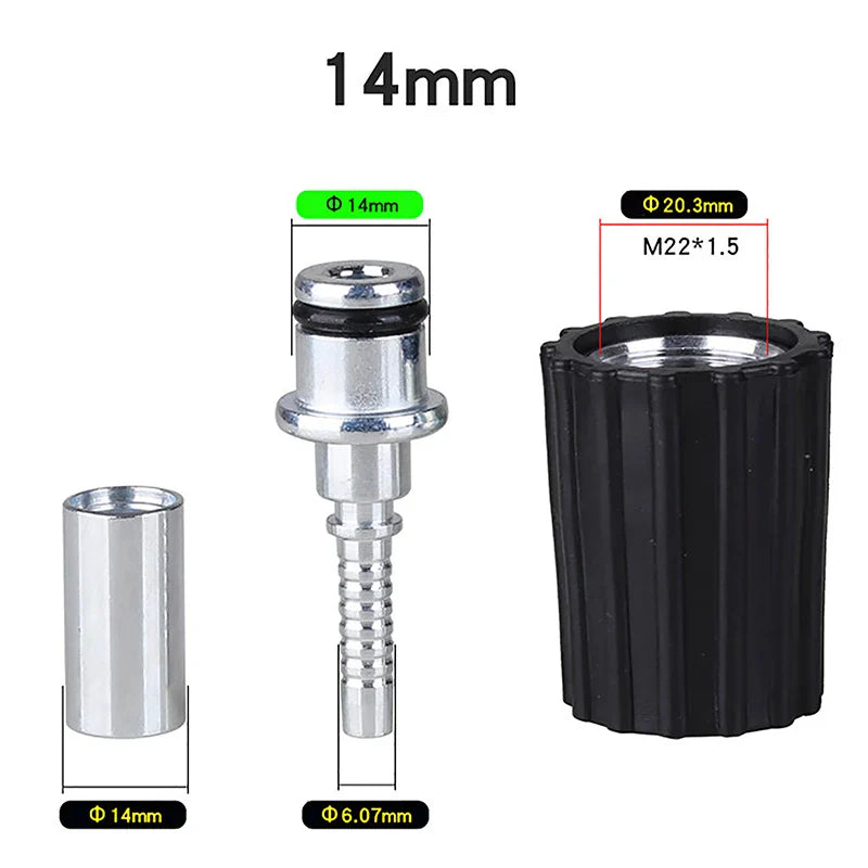 M22 Pressure Washer Hose Insert Fitting D14/D15mm Ring Nut