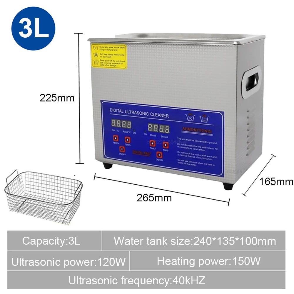 1.3L 2L 3L 6L 10L 15L 22L 30L Ultrasonic Cleaner with Heated Portable Lave-Dishes Washing Machine Diswasher Ultrasound Cleaner Peaceful Pleasures Health and Wellness 3L EU