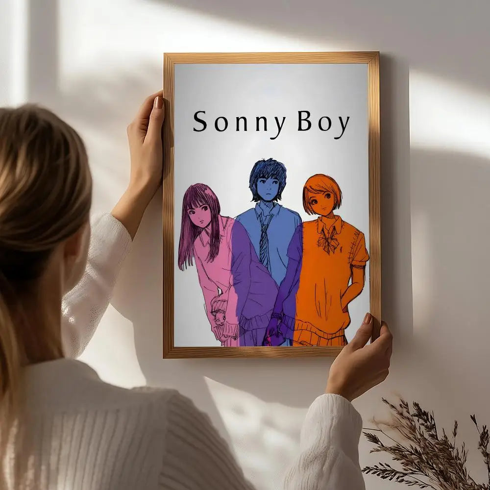 Anime Sonny Boy HD Poster – Self-Adhesive Waterproof Wall Art Anime Wall Poster Peaceful Pleasures Health and Wellness White7 50X70cmNoframe