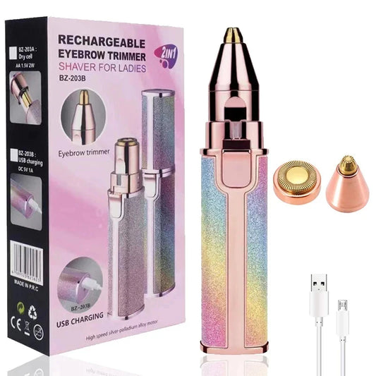 2-in-1 Painless Electric Facial Hair Remover with LED Light, Shaver & Eyebrow Trimmer for Gentle Smooth Hair Removal Peaceful Pleasures Health and Wellness colors
