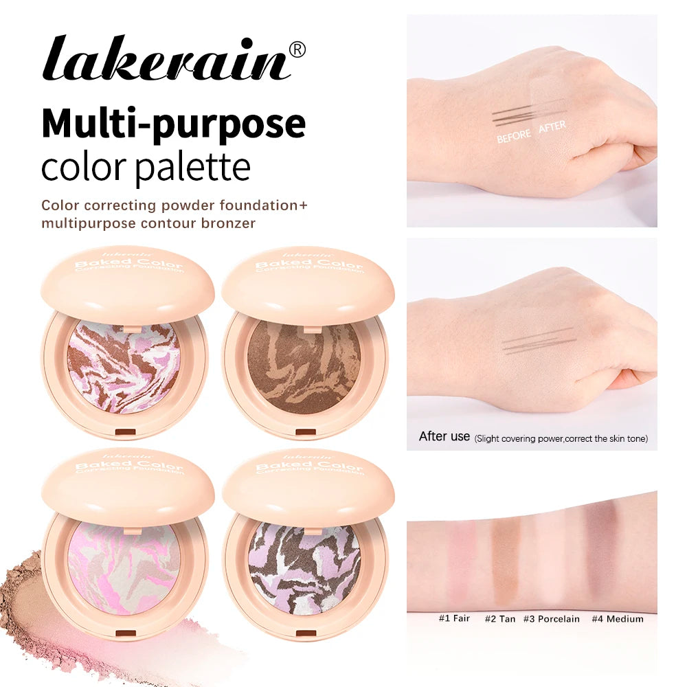 Matte Baked Color Correcting Foundation Bronzer Pressed Powder Compact Long Lasting Oil Control Loose Setting Powder Foundation Peaceful Pleasures Health and Wellness