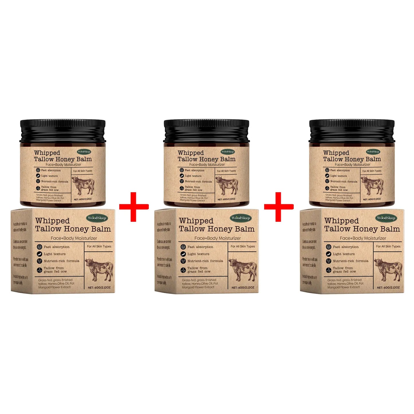 WoodSleep Beef Tallow & Honey Face Body Cream – Deep Moisture