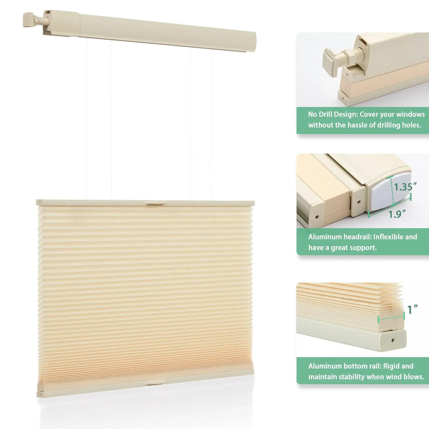 No-Drill Honeycomb Blinds | Thermal UV Blocking Bedroom