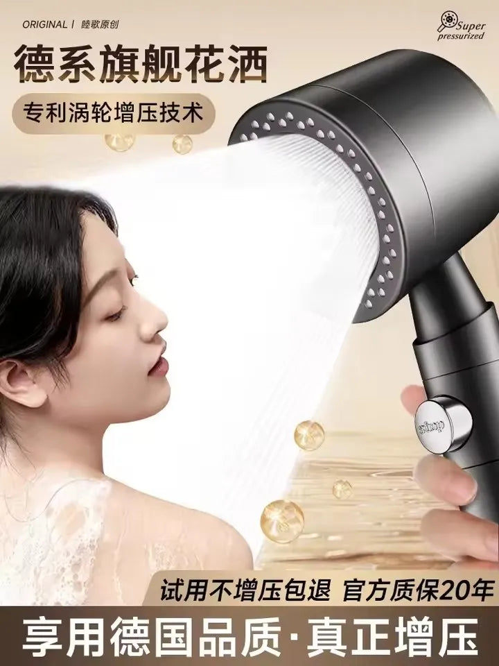5-Mode High-Pressure Handheld Shower Head with Filter & Stop Button