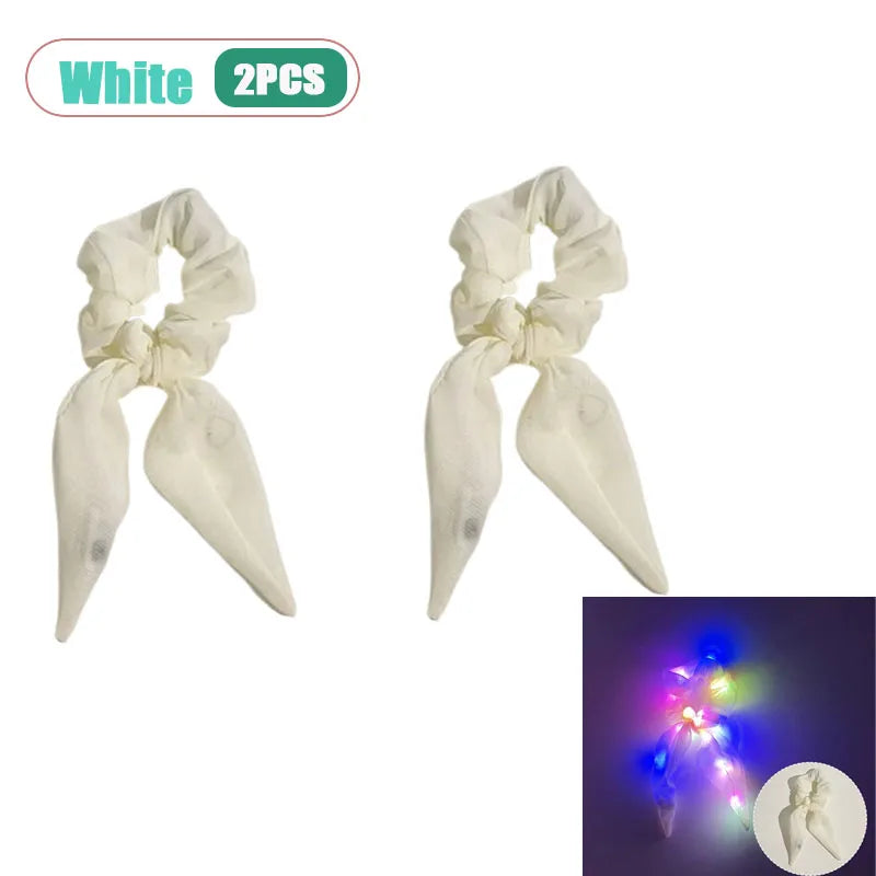 LED Light-Up Bow Scrunchie | Glowing Hair Tie for Parties