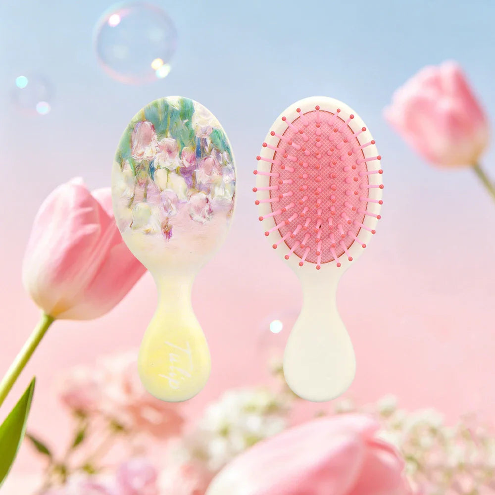 Mini Tulip Air Cushion Hairbrush – Anti-Static Detangling Travel Comb