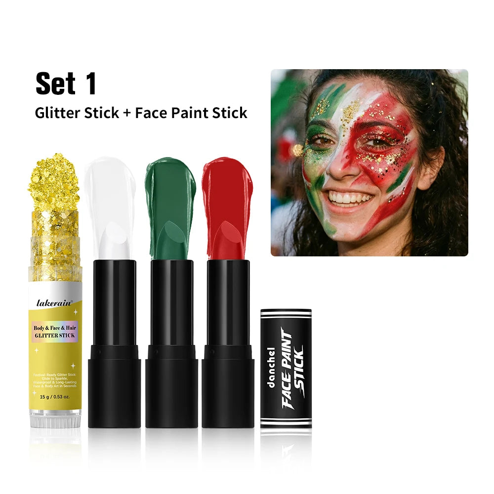 Face Paint Stick Set Multiple National Flag Color Safe Non-Toxic High Pigment Body Paint Stick for Halloween Cosplay Sport Event Peaceful Pleasures Health and Wellness Italy