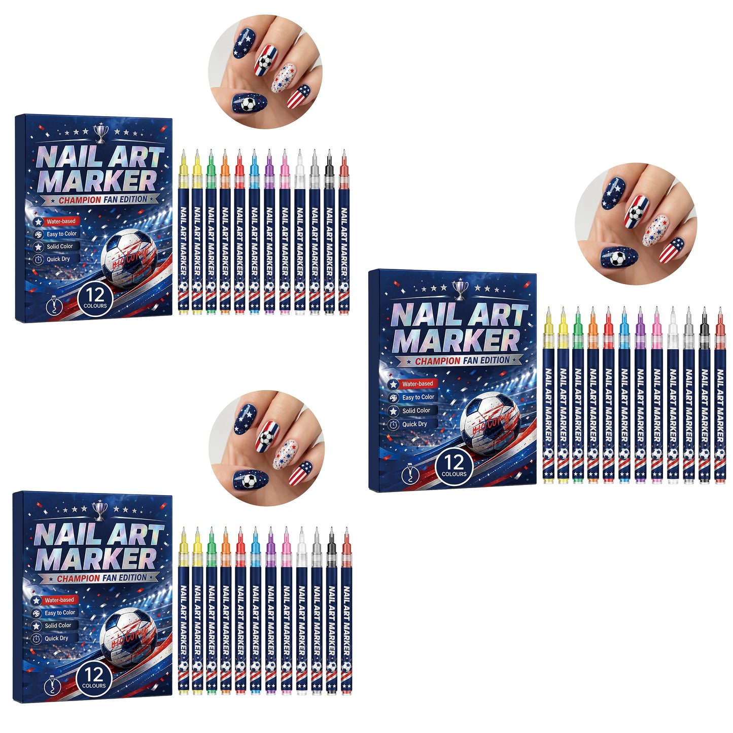 12-Piece Waterproof Nail Art Pens – Fine Tip DIY Design Markers Nail Art Pens Oasis Select 3NailArtPen