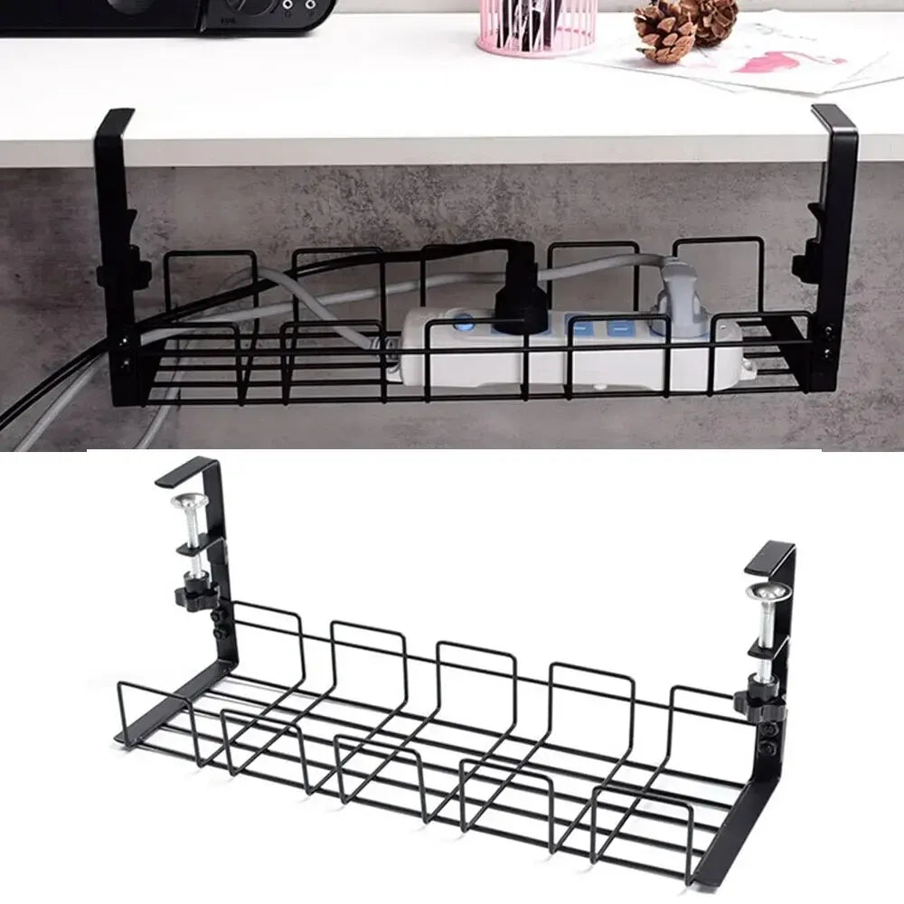Under Table Storage Rack Metal Cable Management Tray Home Office Desk Wire Organizer No Punching Kitchen Storage Accessories Peaceful Pleasures Health and Wellness