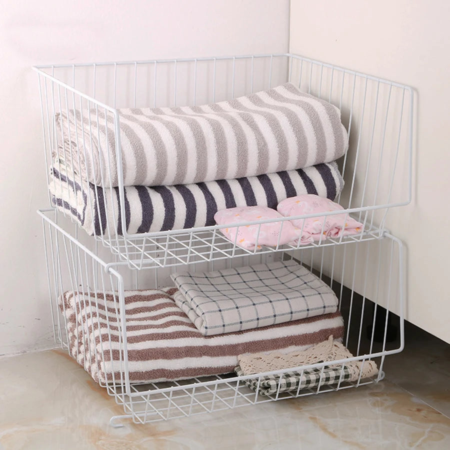 Closet Organizer Wire Storage Basket Bins – Clothes Shelves Cabinet for Sweaters, Shoes, Handbags & Accessories