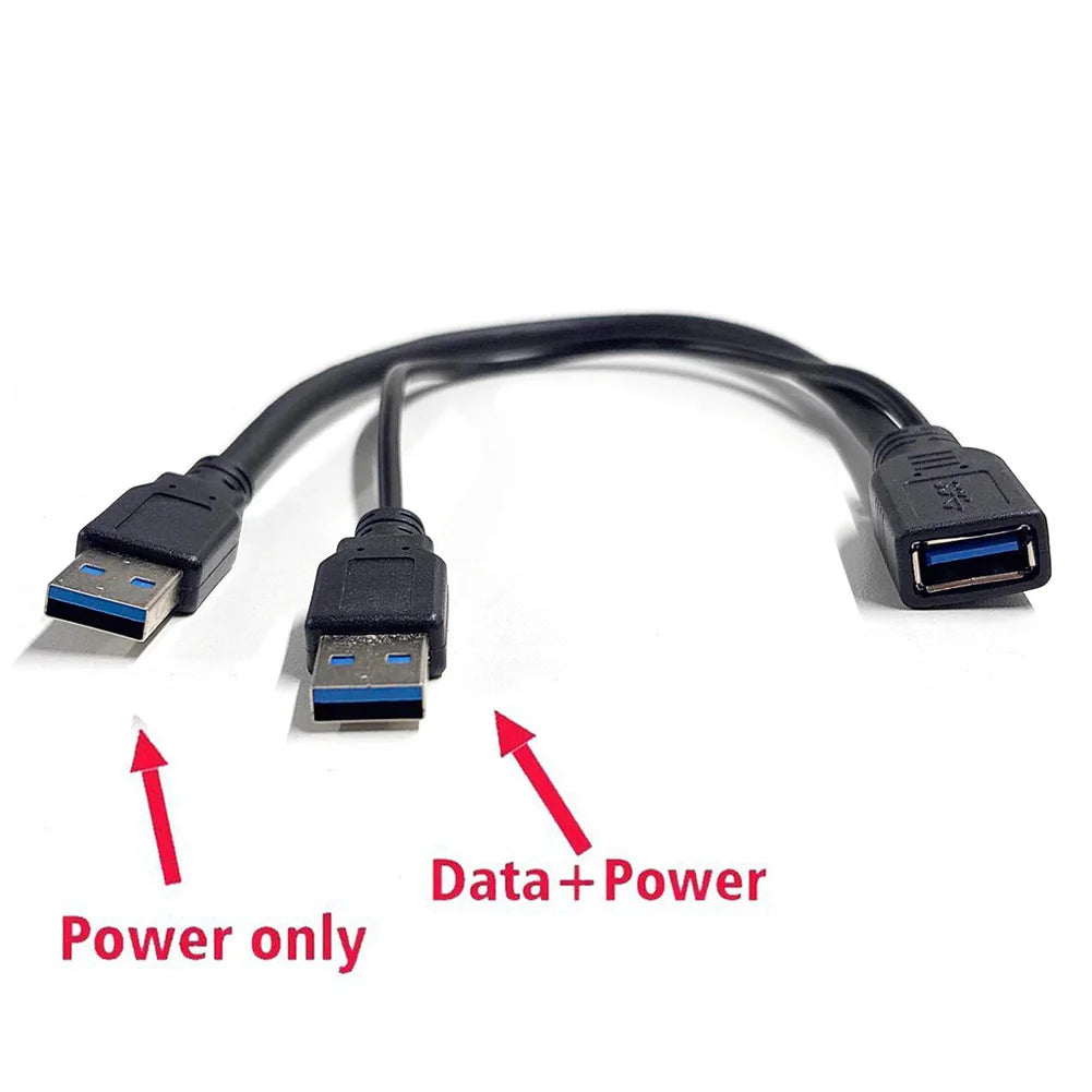 USB 3.0 to Dual USB Extra Power Data Extension Cable Dual USB External PC Accessories for 2.5 inch External HDD Peaceful Pleasures Health and Wellness