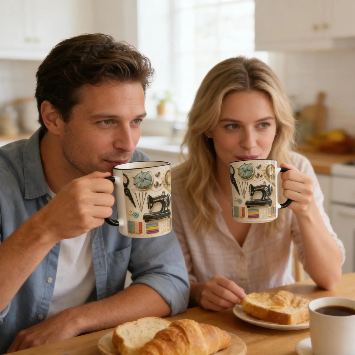Sewing-Themed Ceramic Coffee Mug 300ml | Tea & Cocoa Cup