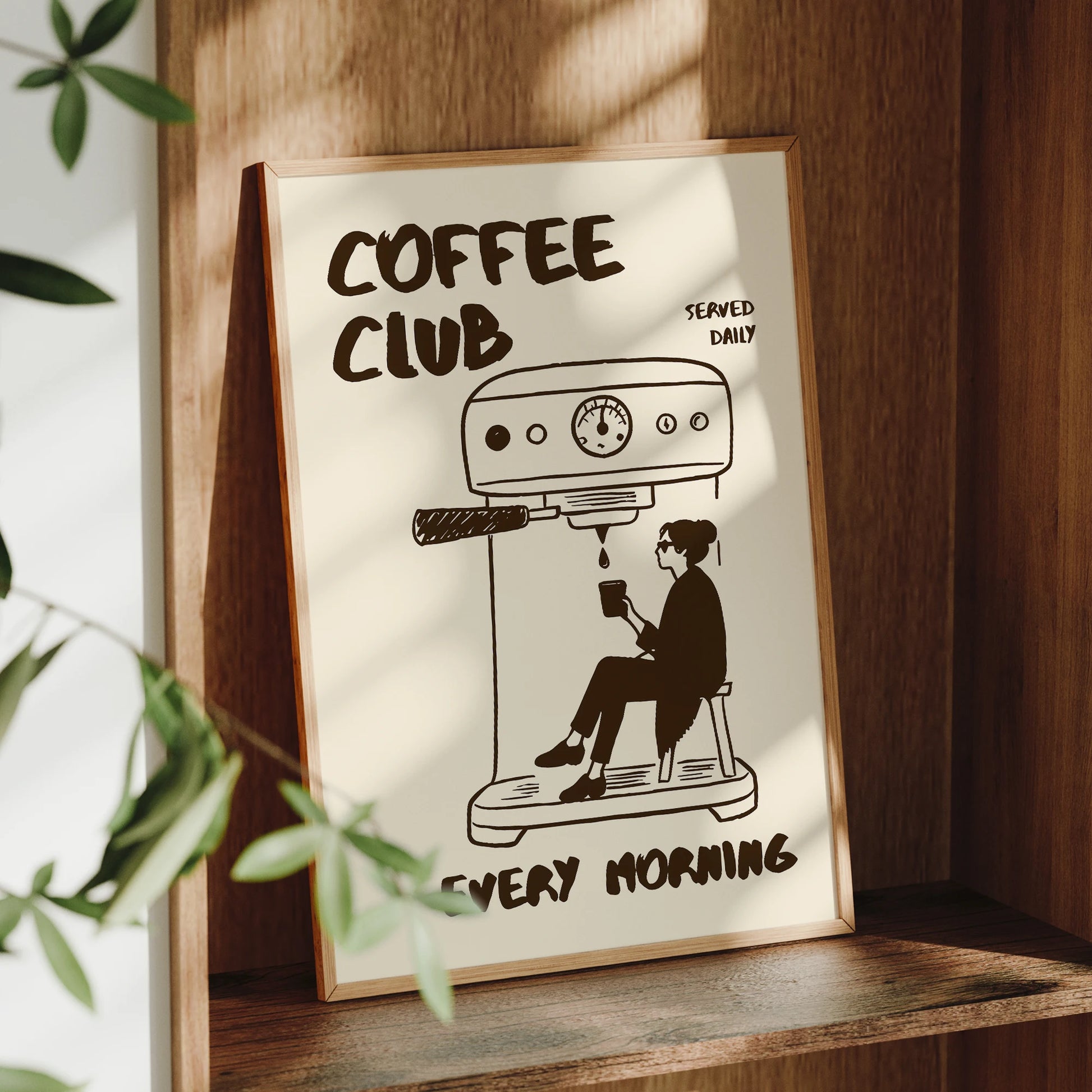1pc CoffeeClub VintageCoffee ArtPrint WalDecor WithBarista &EspressoMachineDesign Perfect ForKitchen Office,Living Bed Bathroom, Peaceful Pleasures Health and Wellness