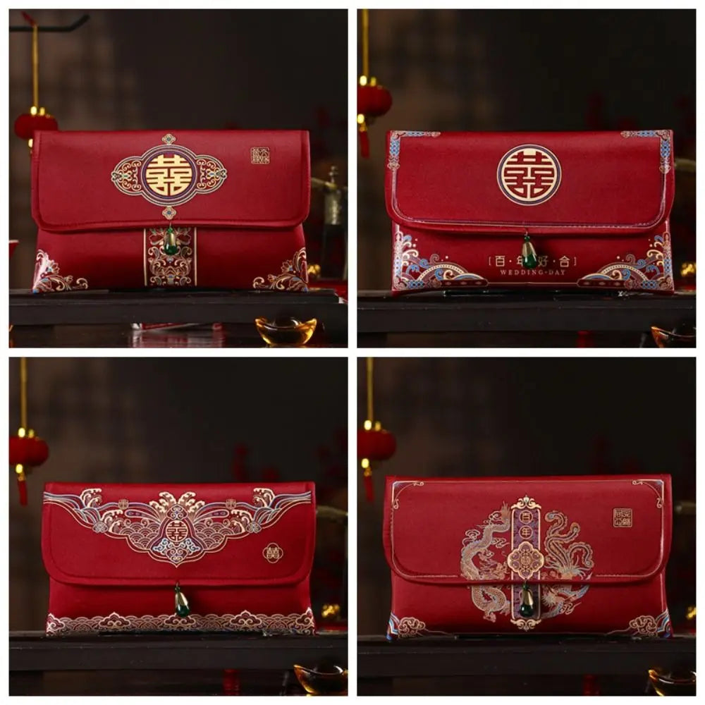 Chinese Brocade Red Envelope HongBao – Embroidered Tassel