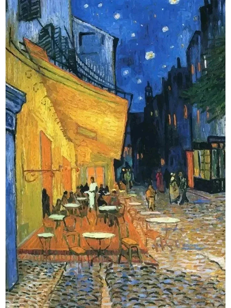 Vincent Van Gogh Classic Collection Art Poster Canvas Painting Terrace At Night Irises Wall Picture Print Living Room Home Decor Peaceful Pleasures Health and Wellness 20X30CM A17