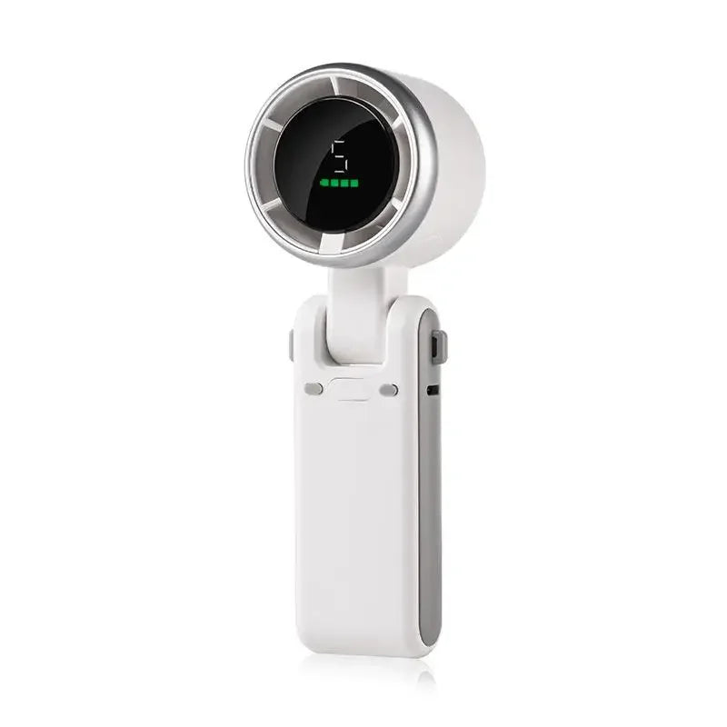Lenovo Folding Handheld Fan Mini High-speed Digital Display Portable Desktop Usb Charging Hanging Camping Violent Turbo Fan Peaceful Pleasures Health and Wellness White
