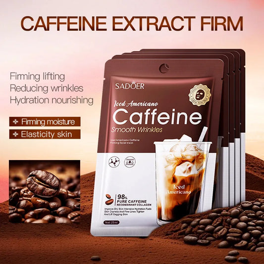 SADOER Caffeine Anti-Aging Face Sheet Mask – 10pc Hydrating Set Anti-Aging Sheet Mask Peaceful Pleasures Health and Wellness