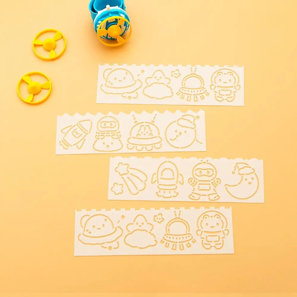 4pcs/set Copying Stencils Hollowed Drawing Templates DIY Craft Decorative Spray Painting Template Handcraft Stamping Peaceful Pleasures Health and Wellness