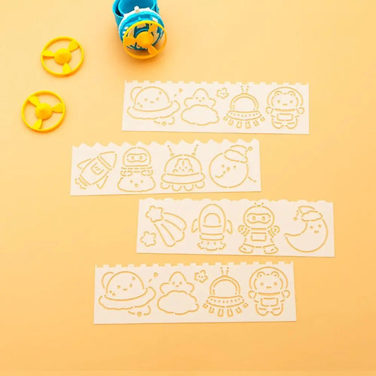 4pcs/set Copying Stencils Hollowed Drawing Templates DIY Craft Decorative Spray Painting Template Handcraft Stamping Peaceful Pleasures Health and Wellness