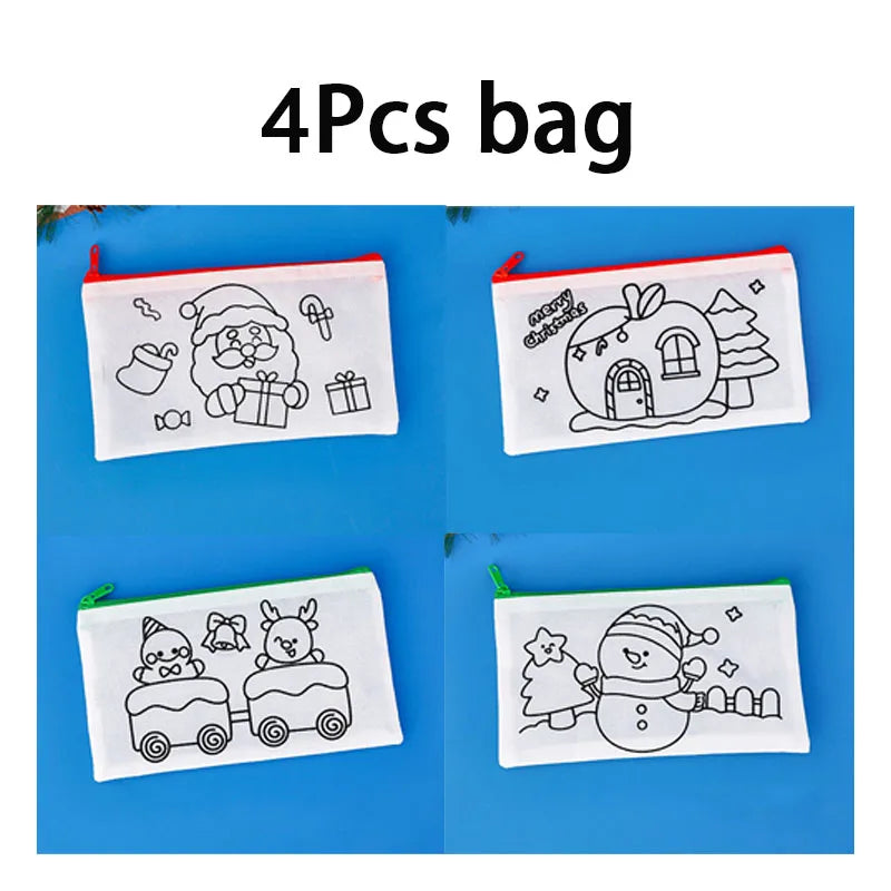 DIY Graffiti Pencil Bag Christmas Gifts Kids Filling Santa Claus