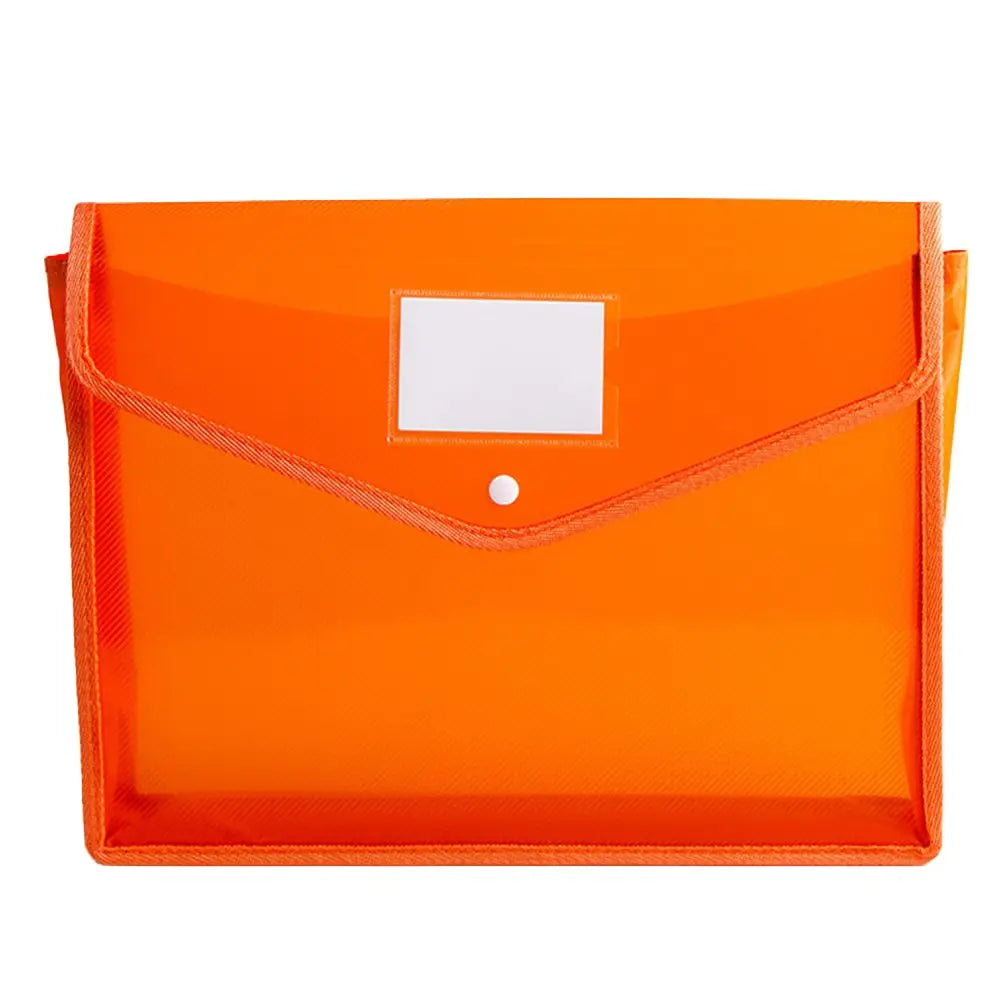 Portable Storage For School Home Work Office Plastic Snap Button File Bags Stationery Cases Folders Organizers File Envelopes Peaceful Pleasures Health and Wellness orange