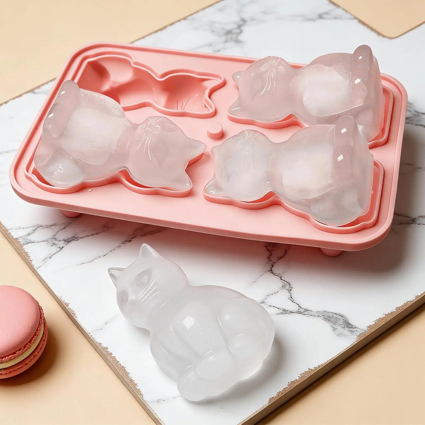 Cat-Shaped Silicone Ice Cube Tray Mold – 3D Animal Ice Maker