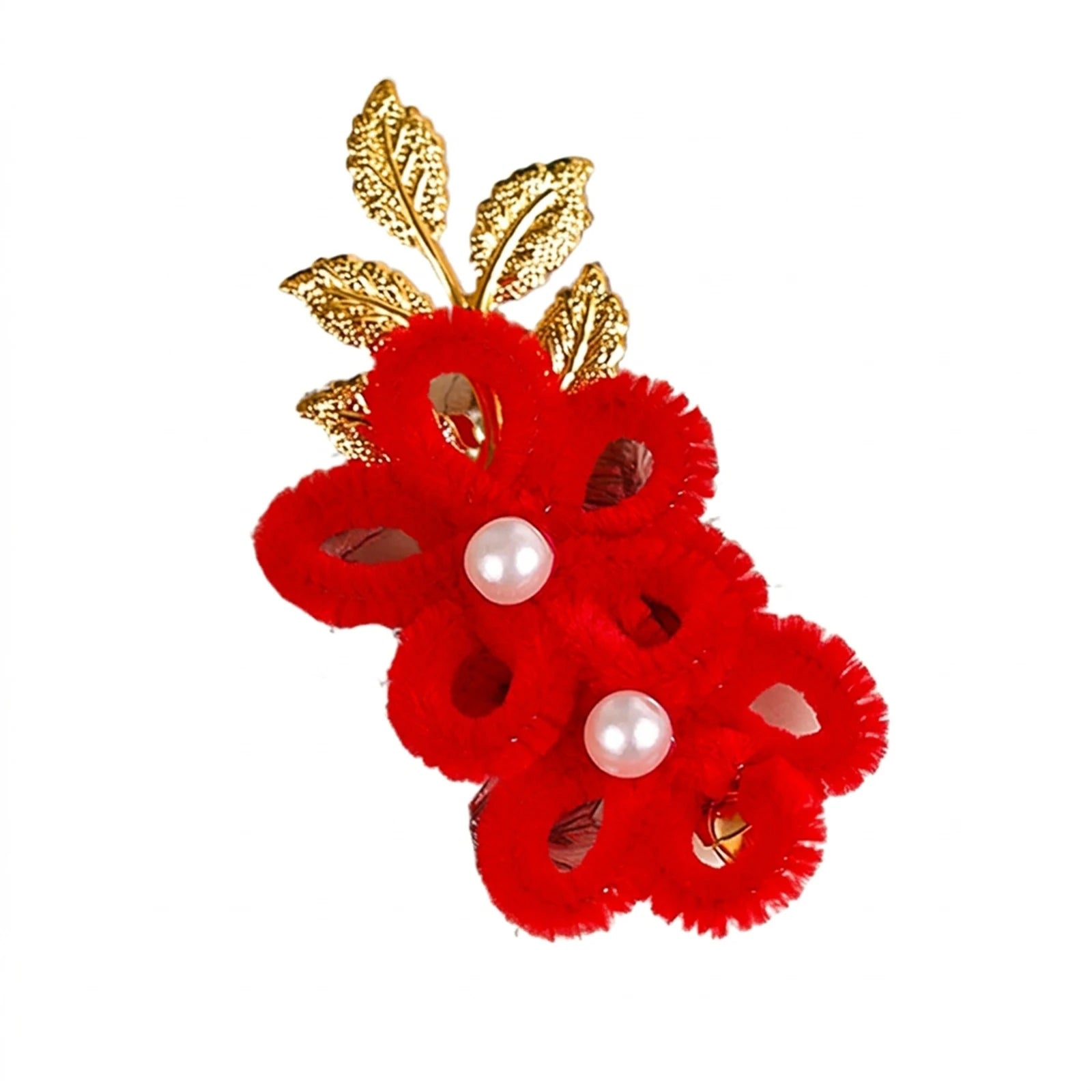 Vintage Red Flower Hair Comb for Chinese Wedding Bridal Headdress with Artificial Fur and ABS Plastic Peaceful Pleasures Health and Wellness Fs346