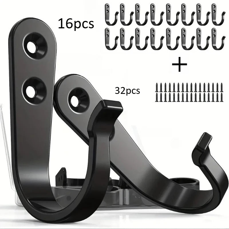Heavy-Duty Iron Wall Hooks Anti-Rust | 4/8/16pcs Pack