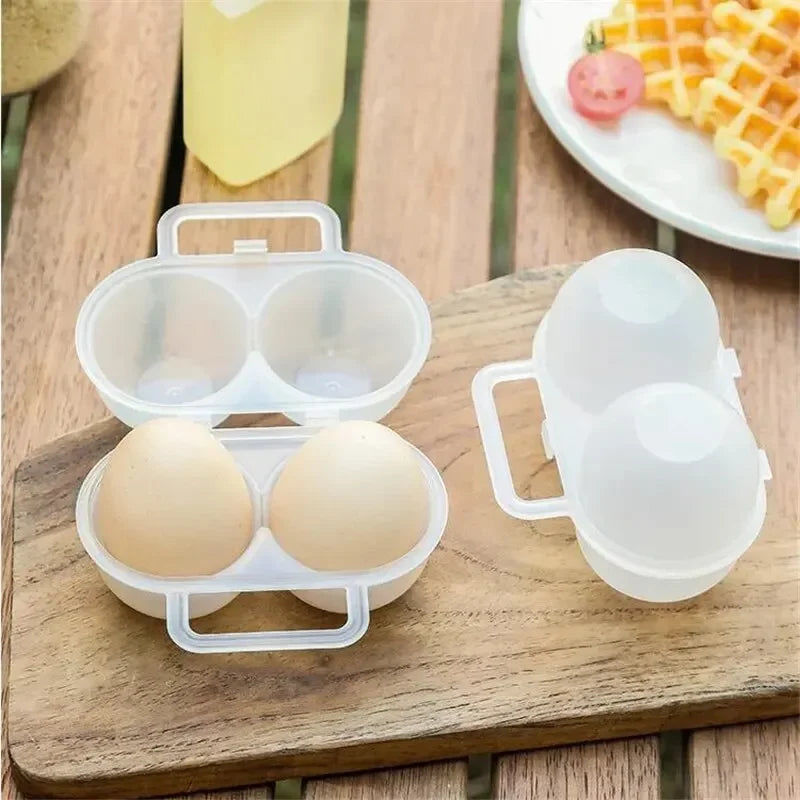 1pc 2-Cell Outdoor Portable Egg Box Plastic Egg Tray Refrigerator Egg Storage Box Shock-absorbing And Anti Drop Egg Loade Peaceful Pleasures Health and Wellness