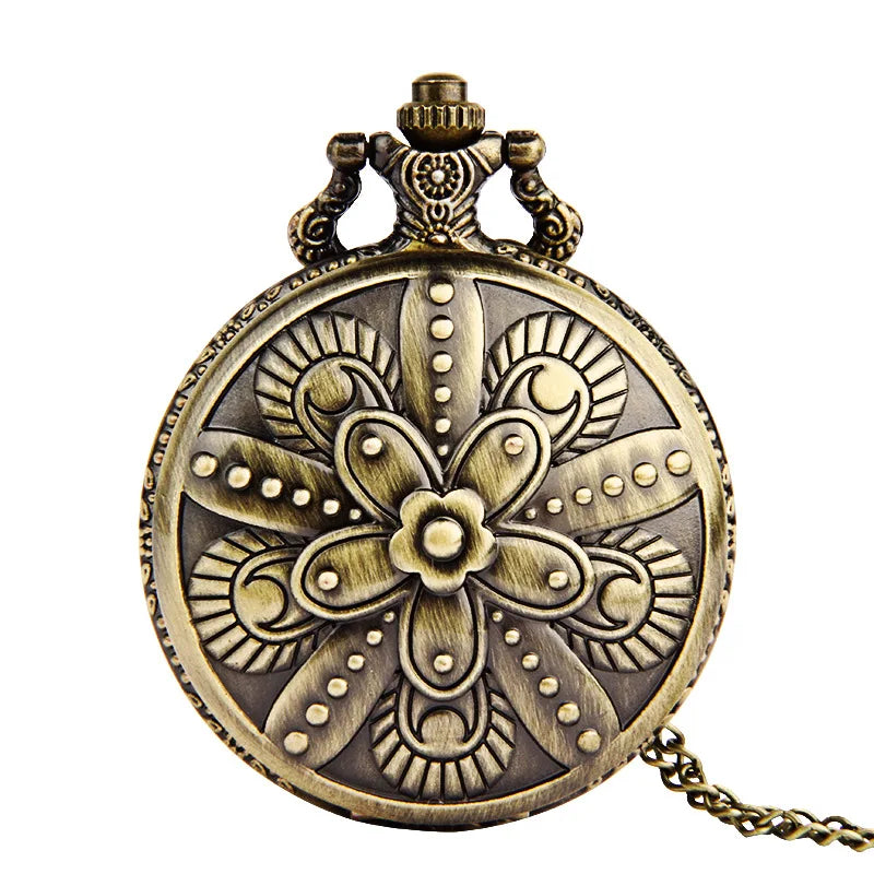 Vintage Quartz Pocket Watch with Chain | Roman Numeral Gift