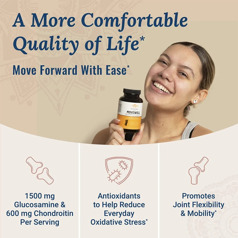 Joint Health Supplement - Glucosamine Chondroitin W/ MSM Hyaluronic Acid MoveWell Peaceful Pleasures Health and Wellness