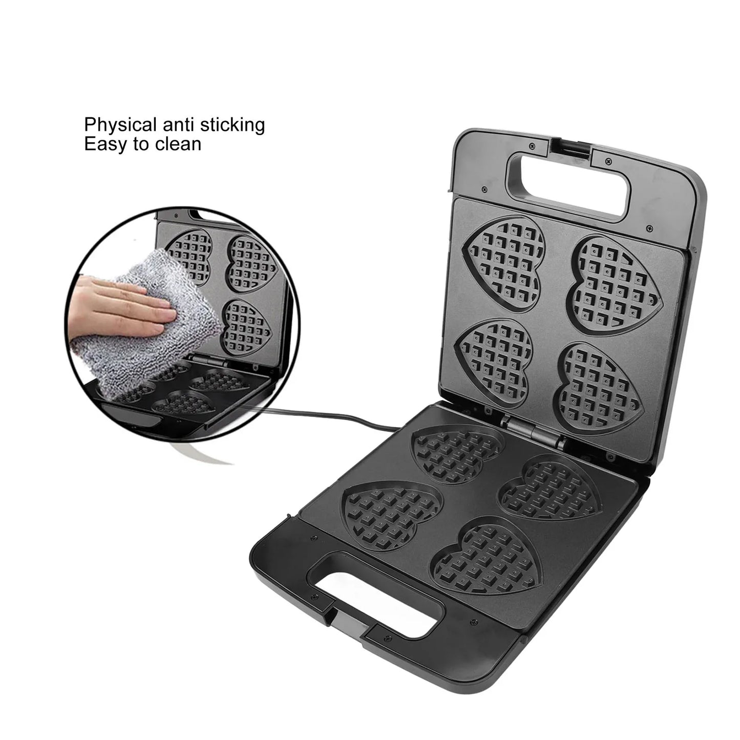 Heart Shaped Waffle Maker 1400W – 4 Nonstick Heart Waffles