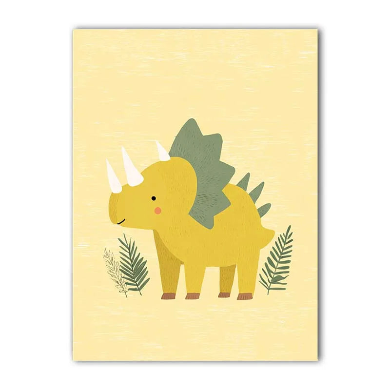Cartoon Dinosaur Canvas Wall Art | Kids Nursery Poster Print Canvas Wall Art Peaceful Pleasures Health and Wellness 03 50x70cm NoFrame China Mainland