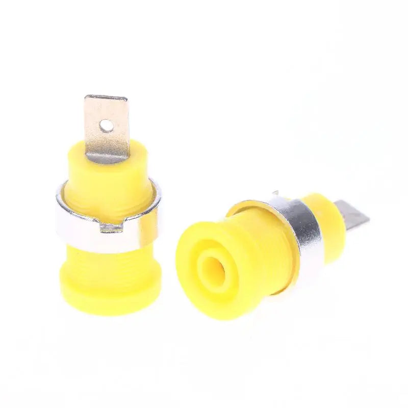 10Pcs Binding Post Adapters Ten For 4mm Banana Female Jack 4mm Banana Plug Connectors Panel Mount Socket Peaceful Pleasures Health and Wellness Yellow 10pcs