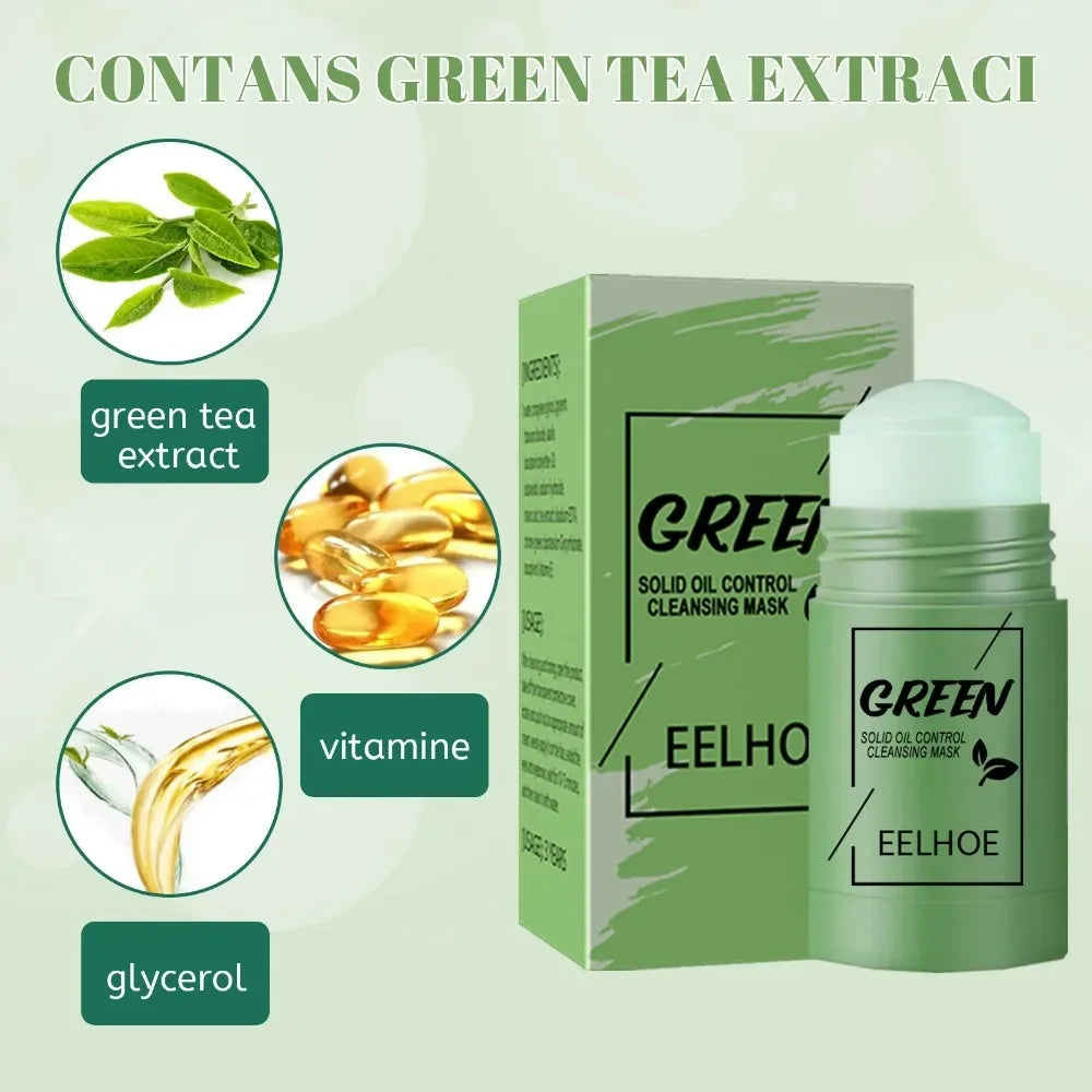 1~5PCS Green Tea Clay Stick For Face Green Mask Stick Smear Acne Shrink Blackhead Green Tea Extract Facial Mask Pore Cleansing Peaceful Pleasures Health and Wellness