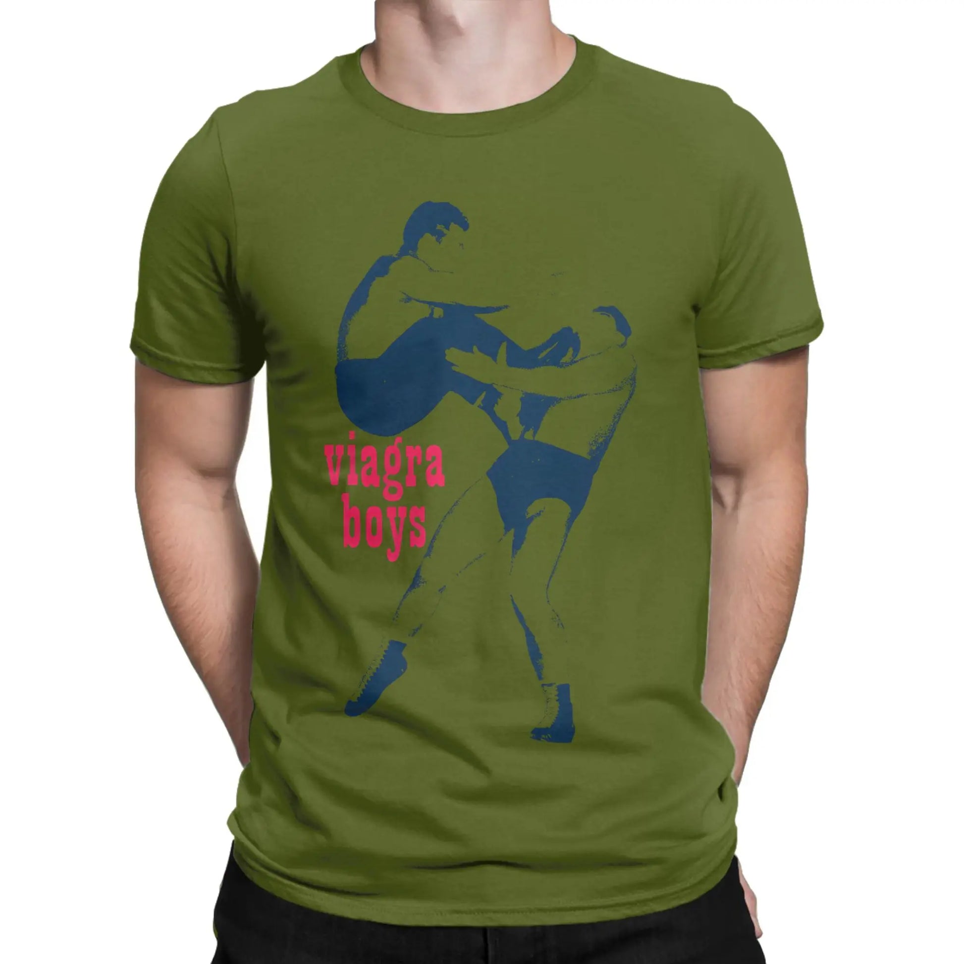 Viagra Boys T-Shirts Men Rock Leisure 100% Cotton Tee Shirt O Neck Short Sleeve T Shirt Gift Idea Clothes Peaceful Pleasures Health and Wellness army green M