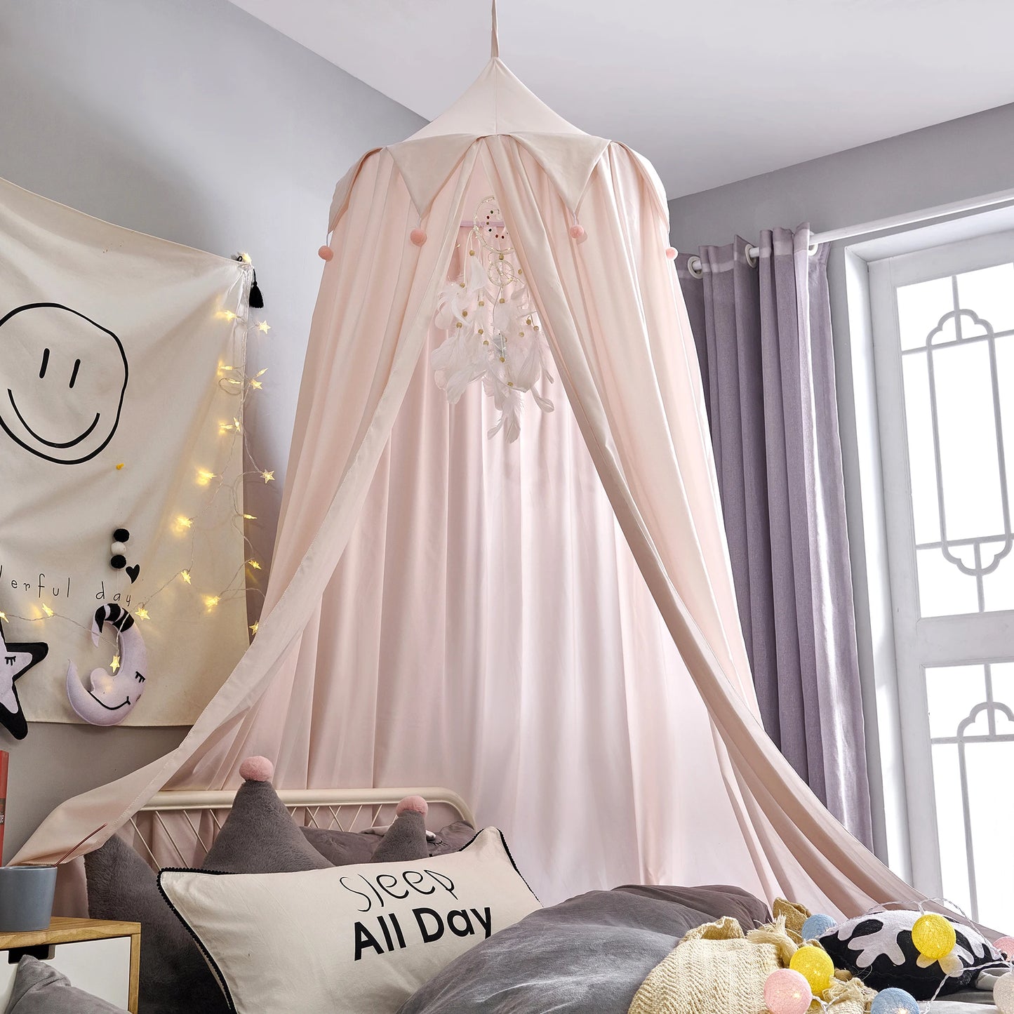 Battilo Kids Bed Canopy Round Dome Mosquito Net Play Tent