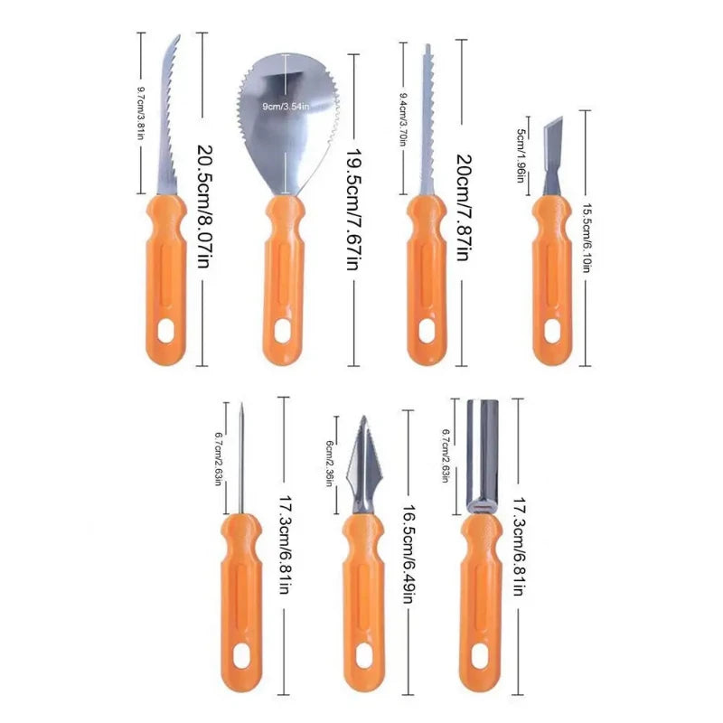 Hot Sale 7Pcs set Halloween Pumpkin Carving Knife Sets Pumpkin Lantern DIY Carved Tools Pottery Tools Pumpkin Cutting Hand Tools Peaceful Pleasures Health and Wellness 7-piece set