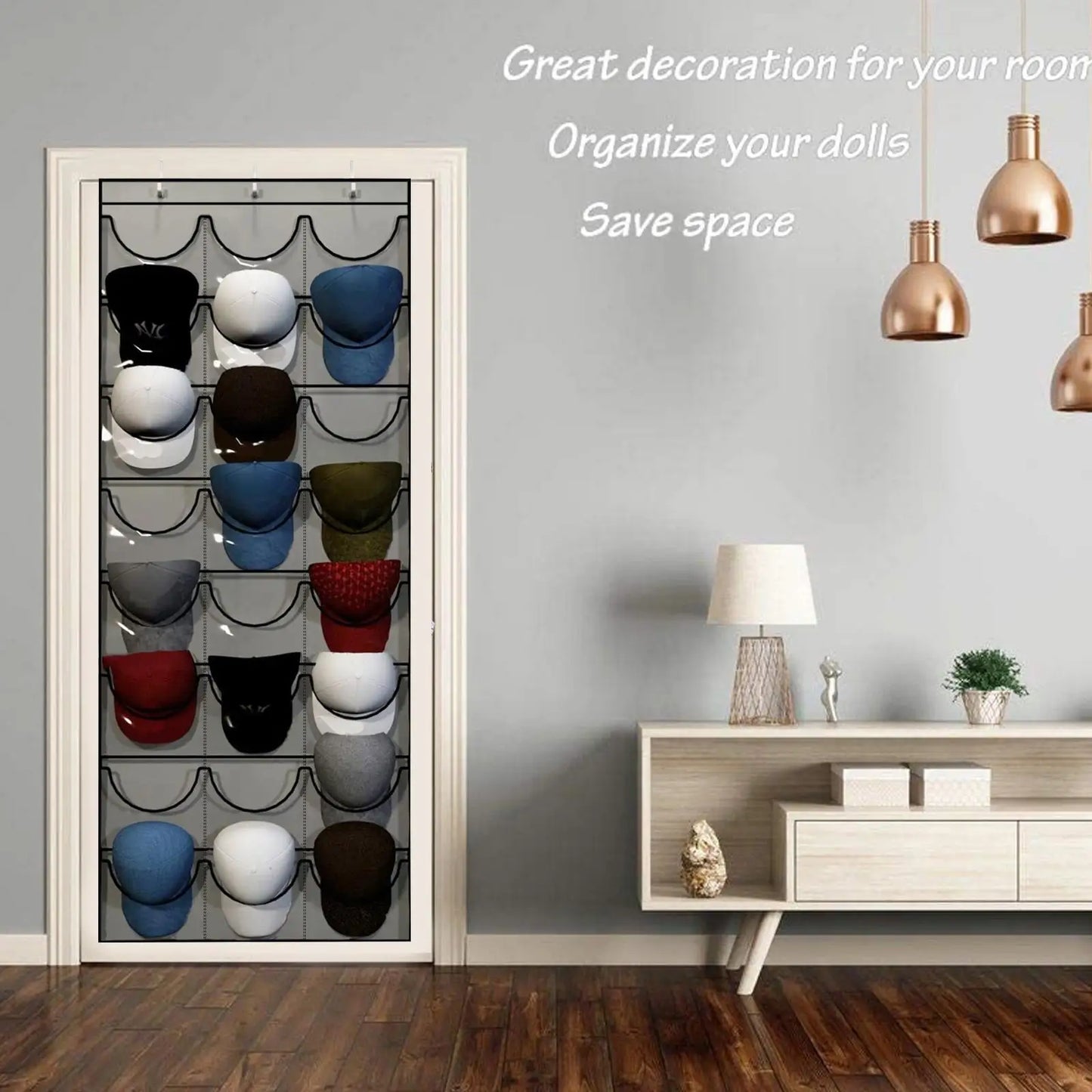 24-Pocket Baseball Cap Organizer – Over-Door Hat Rack Storage
