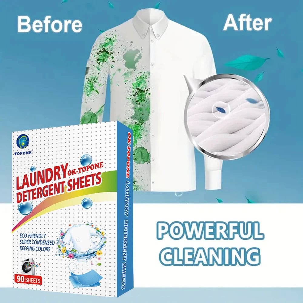 90 pcs Washer Sheets Detergent Laundry Sheets Eco-Friendly Laundry Soap No Waste Laundry Detergent Stain Remover Liquid Peaceful Pleasures Health and Wellness