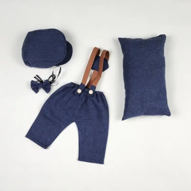 Newborn Photography Props Set – Uniform Hat Pillow & Bowtie