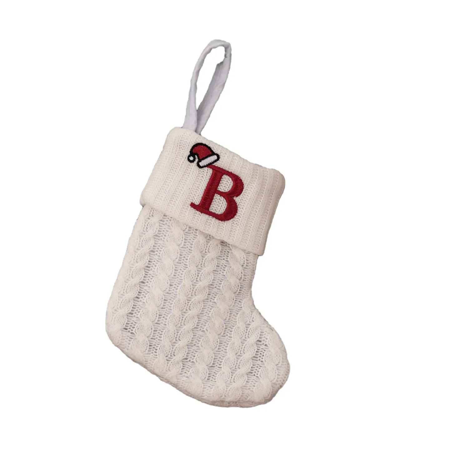 Knitted Christmas Stocking with Hanging Rope | Kids Candy Bag